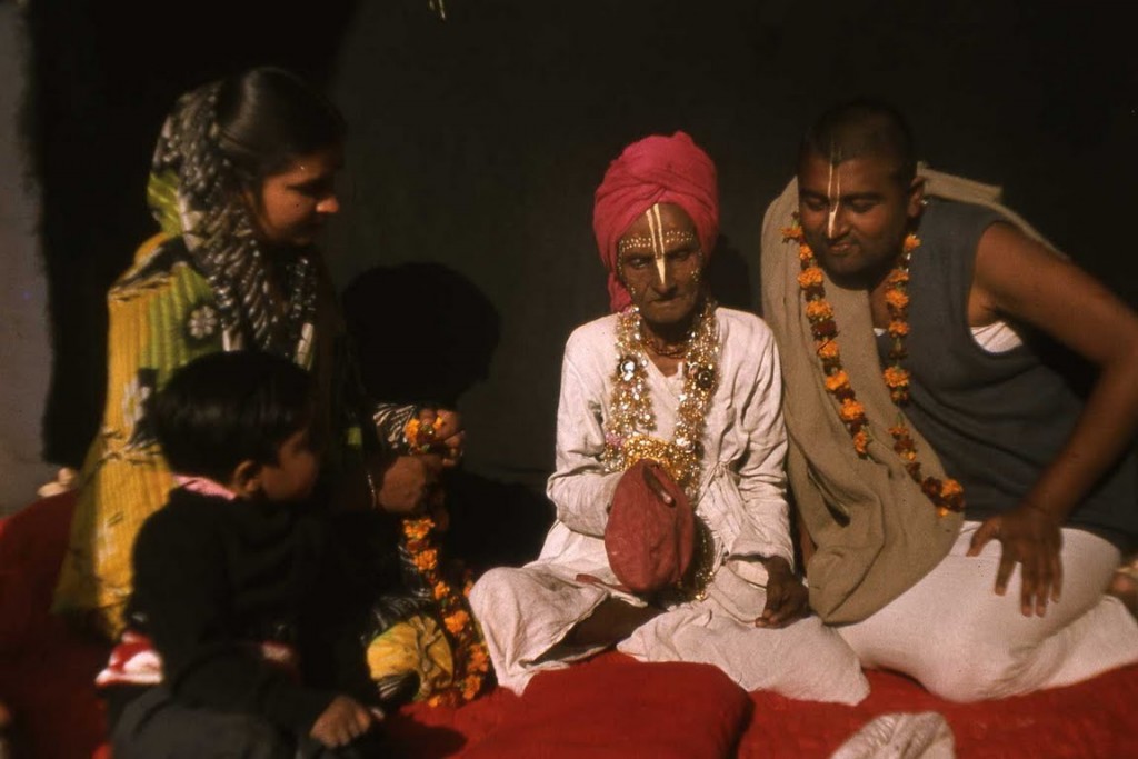 Radha Govinda Babaji Maharaja and Sadhu Maharaja's wife, his son Priyesh and himself